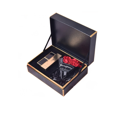 Spot UV Cosmetic Gift Box บรรจุภัณฑ์ 2mm Black Gold Paper Boxes