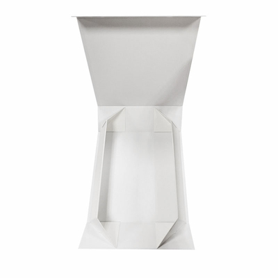 ของขวัญที่กำหนดเองสีขาว กล่องพับ กระดาษริบบิ้น กล่องของขวัญกระดาษแข็งแข็ง Flip Top String Ribbon Handle Flat Paper Box