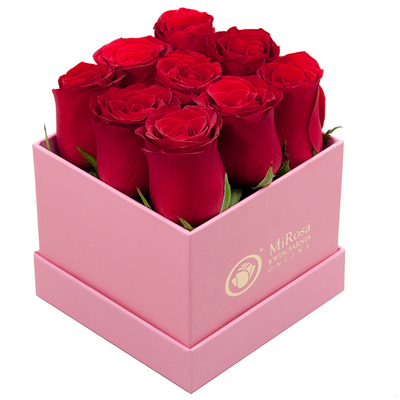 กล่องกระดาษแข็งสี่เหลี่ยมของขวัญดอกไม้ 128g พร้อมฝาปิด CMYK