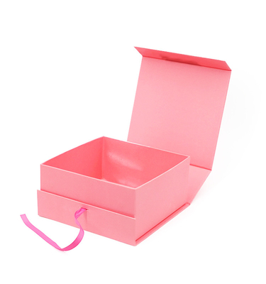 ซื้อ กล่องของขวัญแม่เหล็กแข็งสีชมพูขนาด 1600 กรัมพร้อมริบบิ้นจุด UV online manufacture