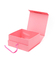 กล่องของขวัญแม่เหล็กแข็งสีชมพูขนาด 1600 กรัมพร้อมริบบิ้นจุด UV