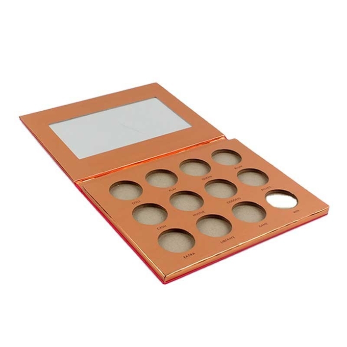 PMS Color Empty Eyeshadow Palette กล่องกระดาษแข็งสี่เหลี่ยมผืนผ้าระยิบระยับ 1