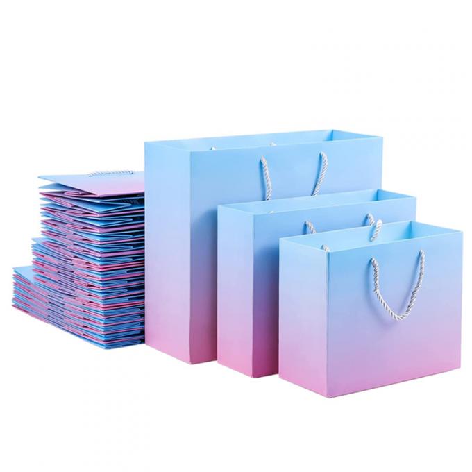 กระเป๋าใส่กระดาษพิมพ์ลายโฮโลแกรมพร้อมที่จับริบบิ้น Pantone 2