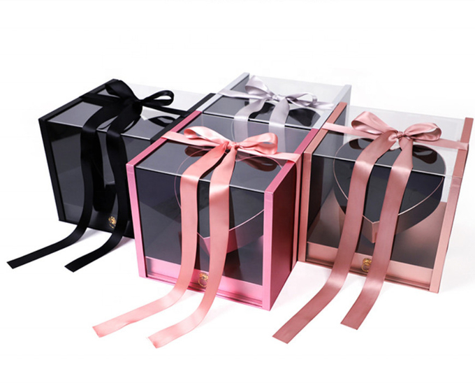 1mm 2mm 3mm กระดาษแข็งหน้าต่างกล่องดอกไม้บรรจุภัณฑ์ 30x20x10cm 0